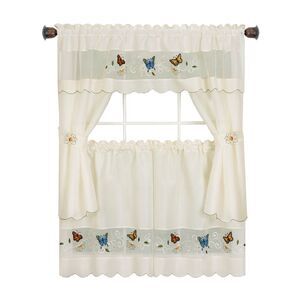 PowerSellerUSA 5-Piece Embellished Tailored Kitchen Curtains Set, Cafe Curtains